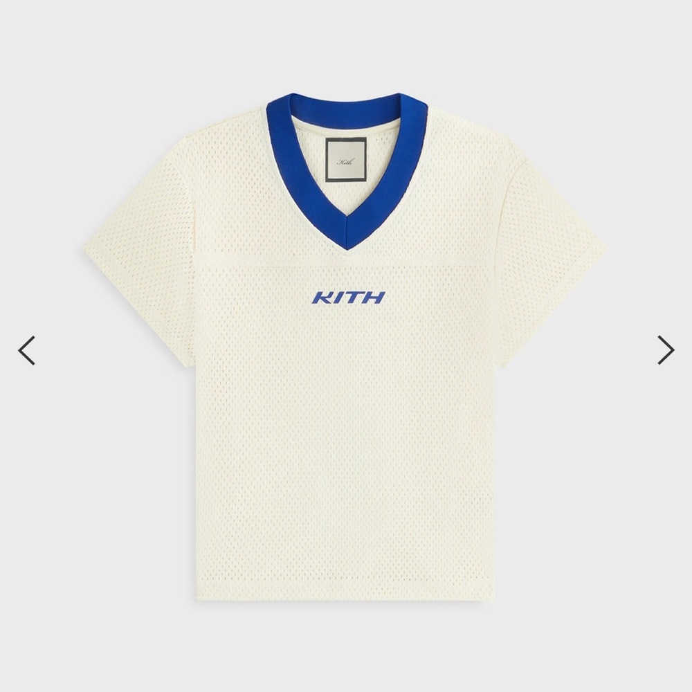 Kith Cream Mesh Jersey with Blue Trim